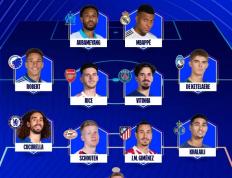 欧冠最佳阵容：姆巴佩大四喜领锋线 全胜賴(lài)斯坐镇中场