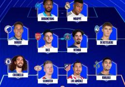 欧冠最佳阵容：姆巴佩大四喜领锋线 全胜賴(lài)斯坐镇中场